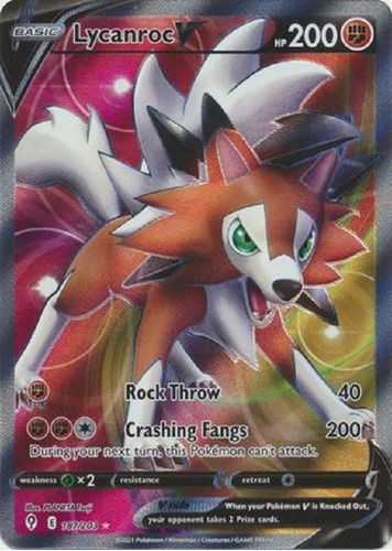 Lycanroc V 187/203 Full Art Ultra Raro Pokemon Tcg