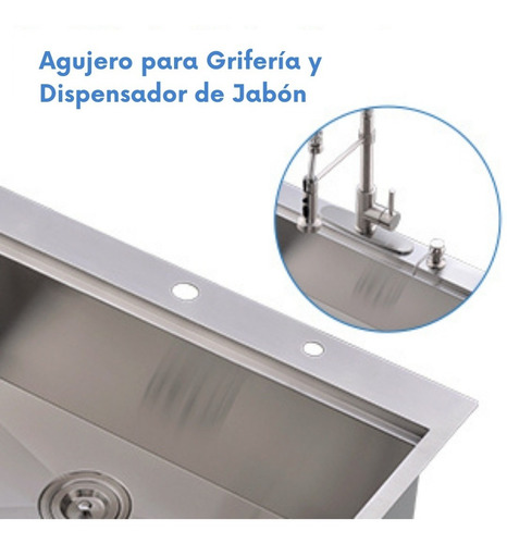 Imagen 6 de 10 de Pileta De A.inox 64x49x22 + Accesorios - Cagliari