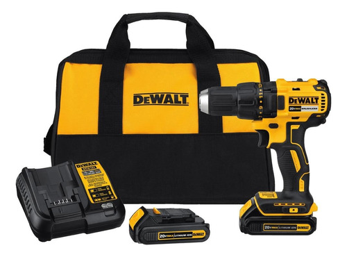 Taladro Atornillador Dewalt S/carbones 20v 2 Baterias Dcd777 Color Amarillo