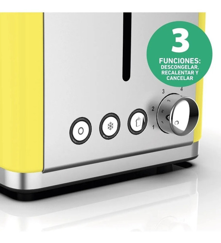 Tostadora Peabody Pe-t387 Amarilla 2 Ranuras 6 Niveles 1050w