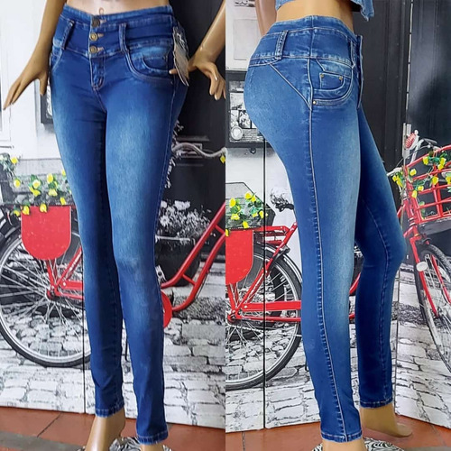 Jeans Pretina Alta, Realce De Cola 100% Colombiano