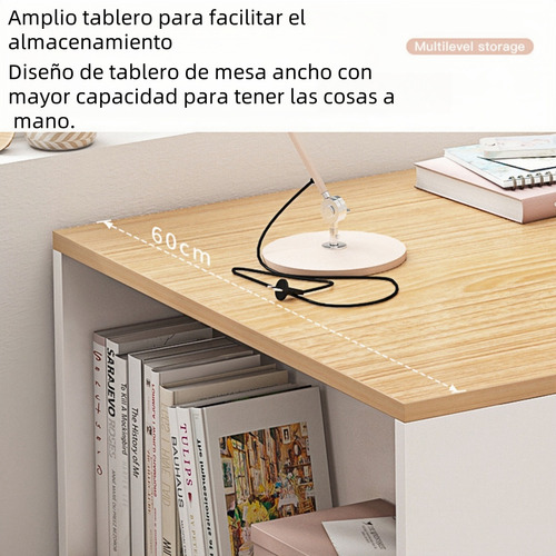 Escritorio Librero Ejecutivo Para Computadora Diseño Moderno Blanco/madera