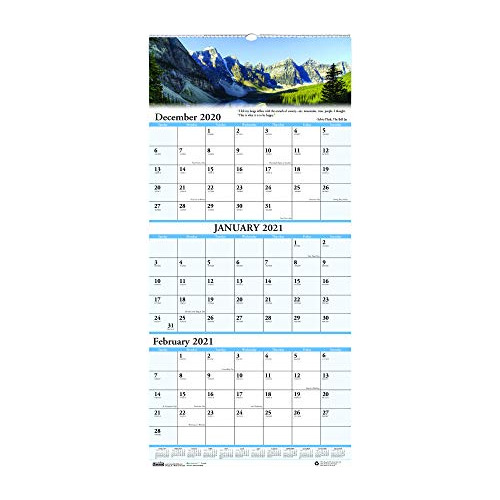 Calendario De Pared 2021, Vista De Tres Meses, Paisajes...