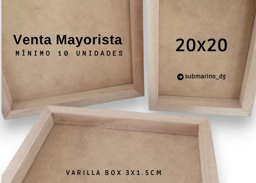 Marco Cuadro Box 20x20 Madera Kiri + Vidrio. Mayorista