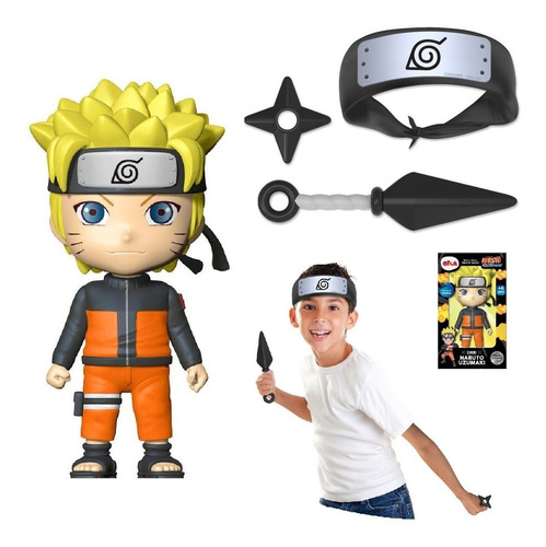 Kit Naruto Ninja Shippuden Bandana + Boneco Naruto Oficial