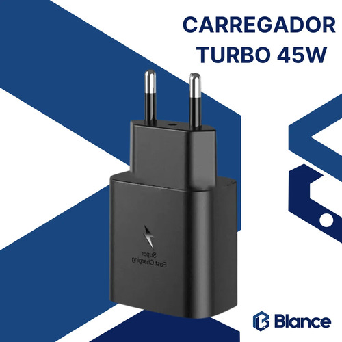 Carregador Usb C 45w Turbo Para Xiaomi Poco F7 Ultra Preto