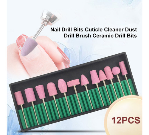 12 Peças De Brocas Para Unhas, Limpador De Cutículas, Escova