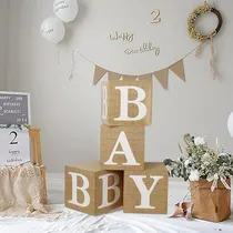 Comprar Cajas De Bebé Letras Para Baby Shower, 4 Pcs Decorativas Boh