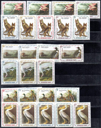 Haití 1975 - 70 Sellos No Emitidos Con Pinturas De Aves 