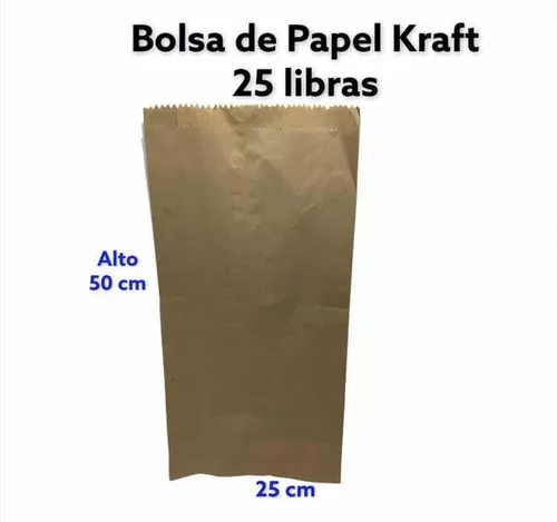 Bolsas de papel Kraft, extra resistentes, 25 libras, natural, 500/cartón