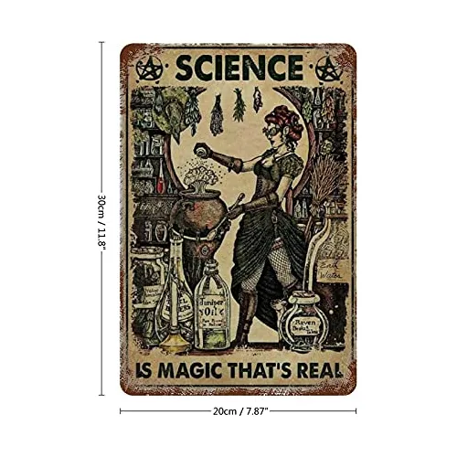 Cartel De Lata Vintage De Bruja Ciencia Es Magia Póste...