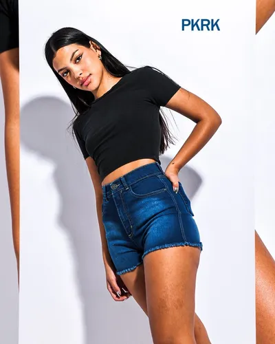 Short Elastizado Mujer Desflecado Azul Celeste