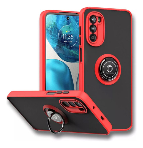 Funda Para Celular Motorola E30, E32, E40 Con Anillo Azul E40
