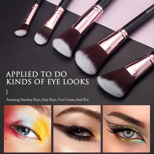 Juego De Brochas De Maquillaje Solve Modelo 16 Piezas Negro Color