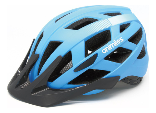 Casco Bicicleta Con Visera Luz Trasera Carga Usb Color Celeste Talle M