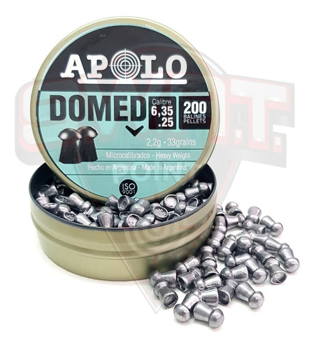 Imagen 3 de 10 de Balines Apolo Domed 6.35 X200u Caza Aire Comprimido - Swat