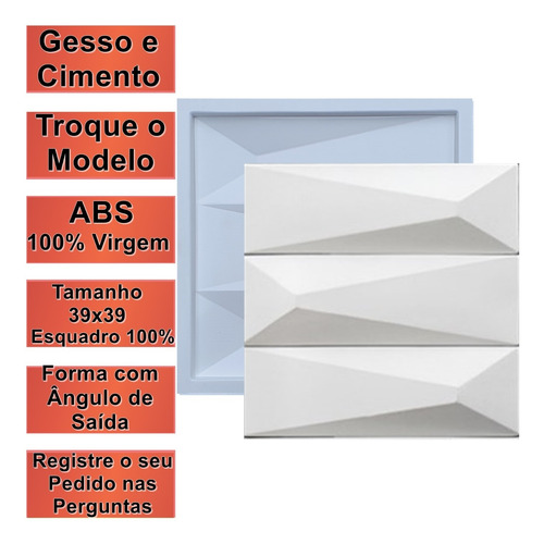 Forma Molde De Gesso 3d E Cimento Abs Pra Placas De Parede