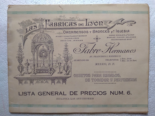 Antiguo Catálogo De Las Fábricas De Lyon Objetos Religiosos (Usado)