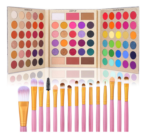 Juego Sombras Professional 86 Colores15 Pinceles Maquillaje 