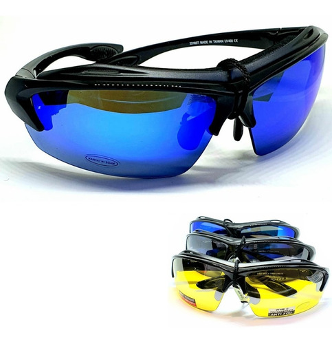 Imagen 7 de 10 de Anteojos Lentes Ciclismo Deportivos Intercambiables Nocturno