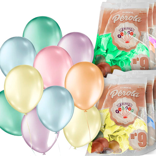 Balão Bexiga Perola Pic Pic 9 Polegadas 25und Diversas Cores Cor Verde
