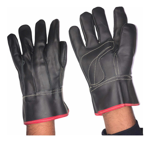3 Par Guante Operador Corto Negro Piel Res Corto 100%