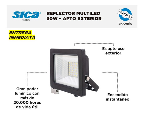 Imagen 2 de 6 de Reflector Multiled Sica - Proyector 30w - Apto. Exterior