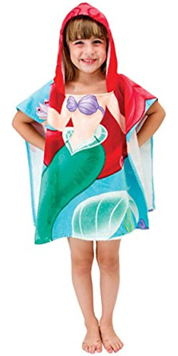 Disney Little Mermaid Ariel Toalla Con Capucha De Algodón