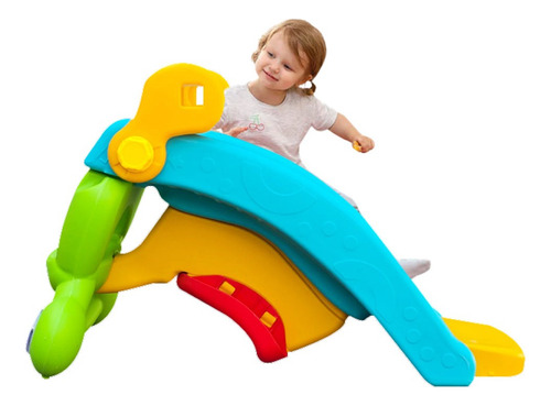 Mecedora Infantil 2 En 1 Balancín Resbaladilla Rana Color Verde Rana Mecedora
