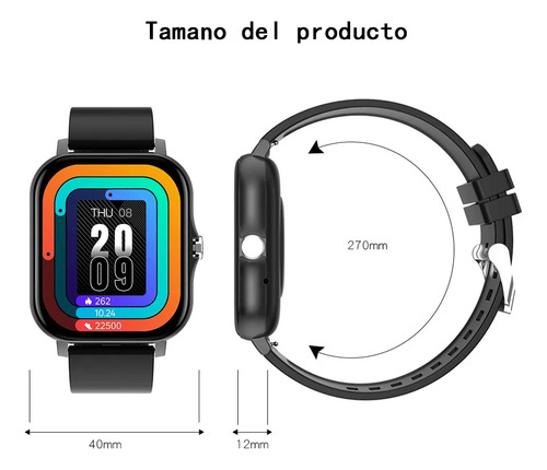 1.75'' Reloj Inteligente Mujeres Hombre Deportivo Llamada Bluetooth Color De La Correa Negro