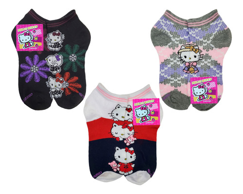 Calcetines Tines Cortos Hello Kitty Algodón 23-27 Cm 6 Pares