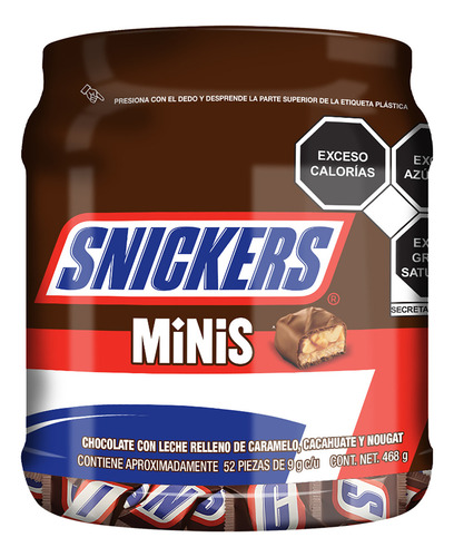 Snickers Minis Chocolates Con Leche 468 G 52 Piezas De 9g
