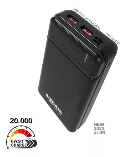 Powerbank 20000Mah Con 2 USB Carga Rapida Y 1 USB Tipo C Pd