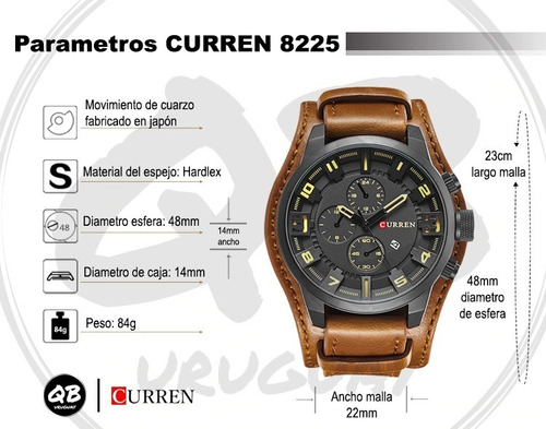 Imagen 5 de 7 de Reloj Grande Curren Hombre Malla Simil Cuero Gran Presencia