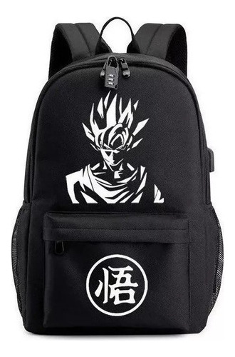 Mochilas Escolares Para Estudiantes Cargador Usb Goku Negro