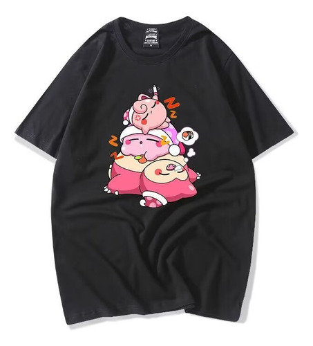 Bonita Polera De Algodón Con Estampado Digital Kirby Snorl