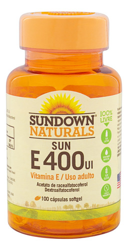 Sun E 400UI Sundown Naturals Pote 100 Cápsulas