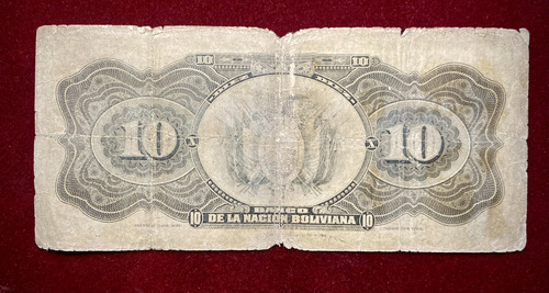 Billete 10 Bolivianos 1911 Bolivia Pick 107b.2 Sin Sello (Usado)