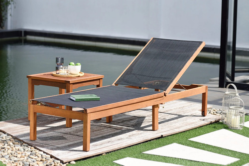 Camastro Kingsbury De Madera Con Respaldo De Textilino Color Negro