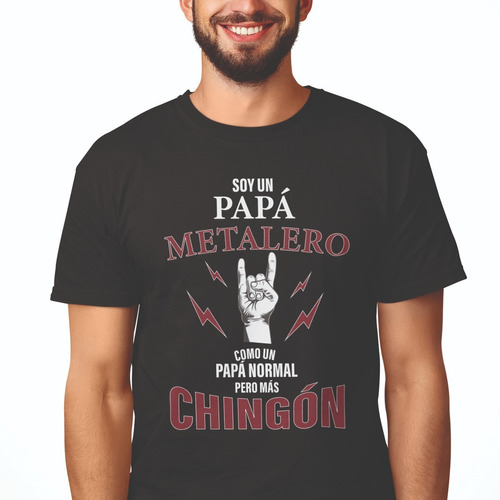 Playera Negra Estampado Papá (profesión) Más Chingon Dtf