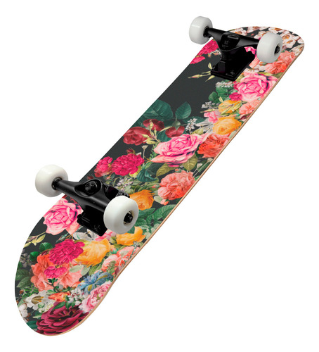 Patineta Musa Skateboards Modelo Bouquet De Rosas Con Llanta Blanca Para Todos Los Niveles De Patinadores 31x8 Pulgadas Madera De Maple Para Trucos Regulares Y Avanzados Solo Pam