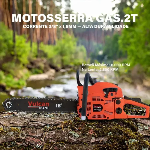 Motosserra Vulcan Vsl550 A Gasolina 55cc Com Sabre De 18 Pol