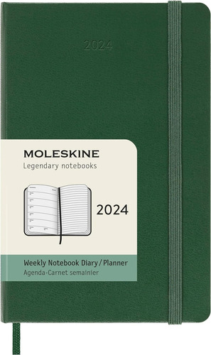 Agenda 2024 Moleskine Bolsillo Verdemirto Semanal Pasta Dura Color de la portada Verde Agenda Moleskine Bolsillo Verde Mirto Semanal Pasta Dura