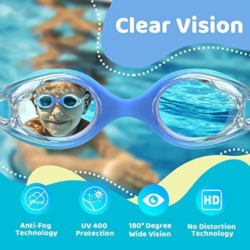 Gafas De Natación Para Niños Vvinca Con Correa Elástica Sin