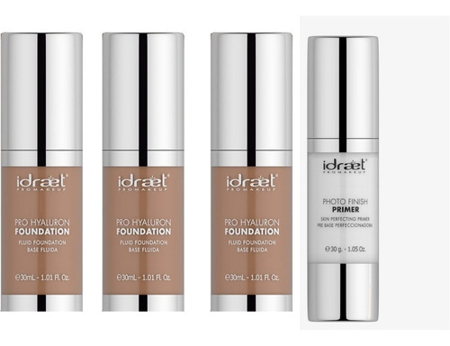 Kit Makeup Idraet 3 Bases Hd + Prebase Maquillaje Primer