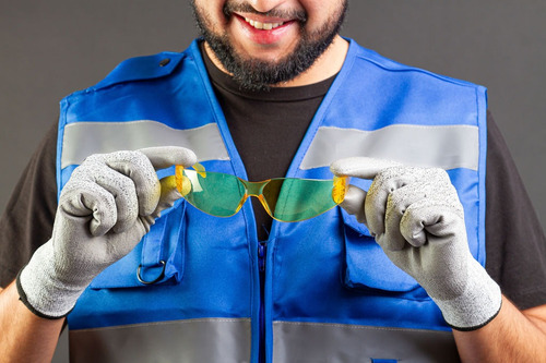 Lentes De Seguridad Ambar, Cles Care, 12 Piezas Cristal Amarillo