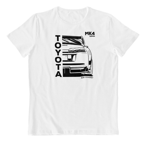 Dtf - Polera Blanca Algodon - Supra Mk4 Toyota Art En B/n