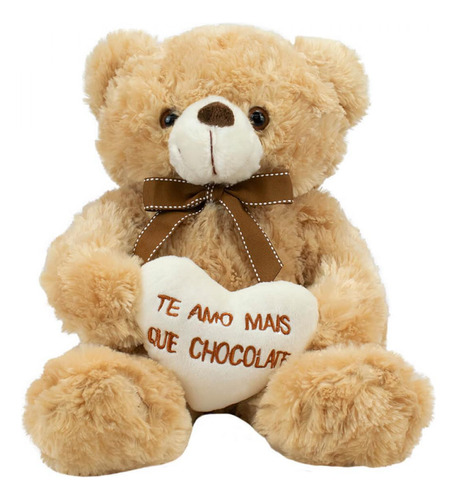 Urso De Pelúcia 29 Cm Coração Te Amo Mais Que Chocolate Fofy