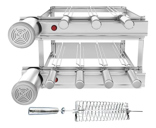 comprar Churrasqueira Inox Gira Grill 7 Espetos Giratórios 2 Motores