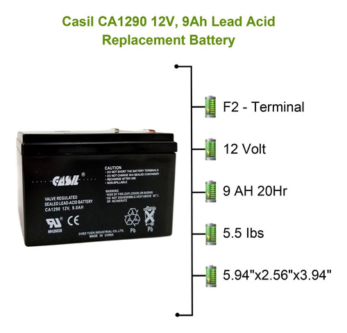 12v 9ah Recargable Plomo Acido Sla Agm Bateria F2 Casil